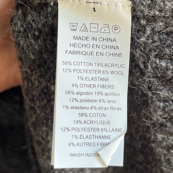 NWT Michael Kors V Neck Grey Black Wool Cotton Long Sleeve Sweater Hi-lo… - Picture 4 of 6